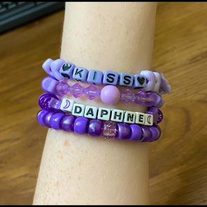 Set of 4 Purple themed Kandi Bracelets